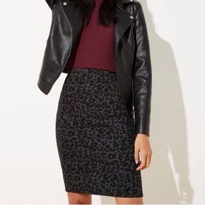 Stretchy Pull-on Pencil Skirt - Leopard Cheetah Print - Black/Dark Grey - Size M